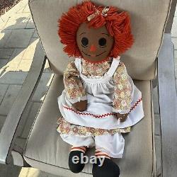 Vintage Raggedy Ann Doll Large 34 Black African American Handmade Heart Rare