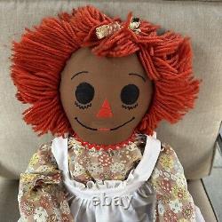 Vintage Raggedy Ann Doll Large 34 Black African American Handmade Heart Rare