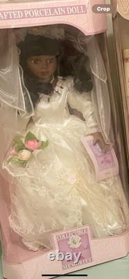 Vintage Rare Collectible Bisque Porcelain African American Bride Black Doll