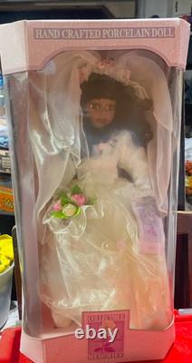 Vintage Rare Collectible Bisque Porcelain African American Bride Black Doll