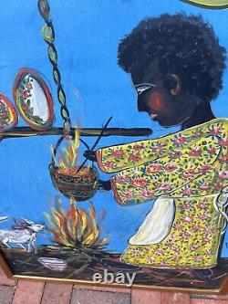 Vintage Religious Black African American Angel Christian Painting Signed CID