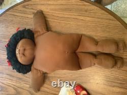 Vintage Soft Sculpture Doll Approx 21, Black Yarn Hair, African American
