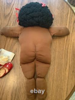 Vintage Soft Sculpture Doll Approx 21, Black Yarn Hair, African American