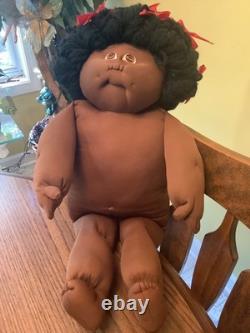 Vintage Soft Sculpture Doll Approx 21, Black Yarn Hair, African American