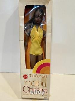 Vintage Sun Set Malibu Christie Barbie Doll 1975 Mattel #7745 AA Black Rare NIB