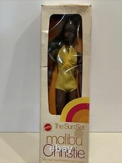 Vintage Sun Set Malibu Christie Barbie Doll 1975 Mattel #7745 AA Black Rare NIB