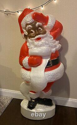 Vintage Union Products African American Black Santa Blow Mold 45 Lawn Light