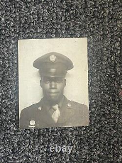 Vintage handsome african american black man military PHOTOBOOTH photo ww2 medals
