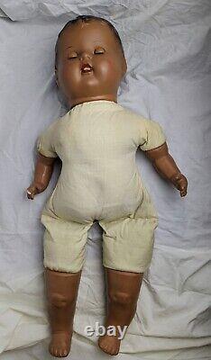 Vtg 1930s Composition Doll African American Black 22 Sleepy Eyes Cloth Body