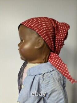 Vtg 1930s Composition Doll African American Black 22 Sleepy Eyes Cloth Body