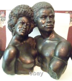 Vtg 1969 V Kendrick African American Modernist Sculpture Nude Bust Black Lovers
