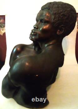 Vtg 1969 V Kendrick African American Modernist Sculpture Nude Bust Black Lovers