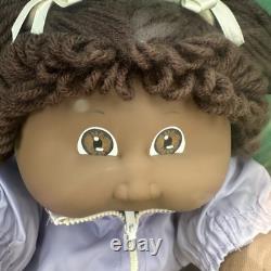 Vtg 1984 Cabbage Patch Kids 16 Black African American Girl Doll In Box Purple