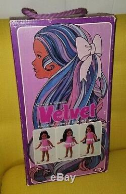 Vtg 60s Ideal Black African American VELVET Doll w Clothes Shoes HTF Box Crissy