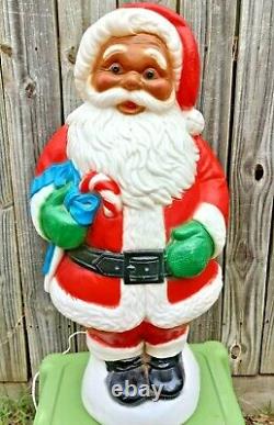 Vtg African American Blow Mold 31 Black Santa Claus Empire Plastics Christmas