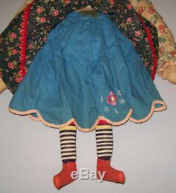 Vtg Ca Late 1920s Folk Art Beloved Belindy Black Cloth Rag Doll Antique 23 Tall