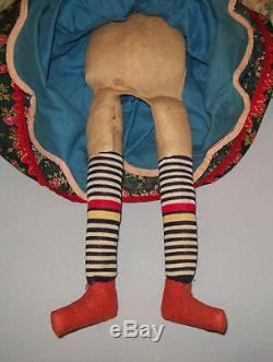 Vtg Ca Late 1920s Folk Art Beloved Belindy Black Cloth Rag Doll Antique 23 Tall