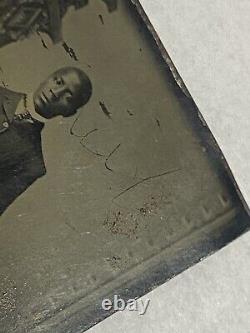 Vtg Circa 1900 Tintype Dapper African American Bowler Hat Black Man High Collar