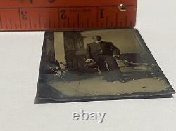 Vtg Circa 1900 Tintype Dapper African American Bowler Hat Black Man High Collar