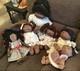 Vtg Lot Of 5 Cabbage Patch Brown Eyed African American Dolls +extra Black Doll