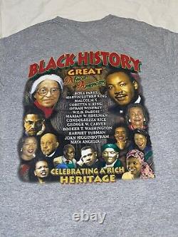 Vtg Malcolm X 90s BLACK HISTORY Great African Americans Dual Sided T-Shirt L
