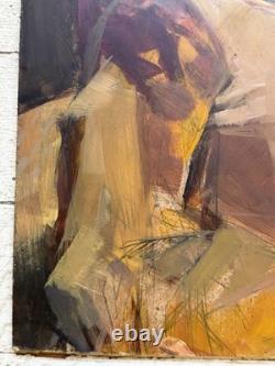 Vtg Mid Century African American Oil Portrait Black Americana Abstract Post War
