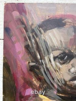 Vtg Mid Century African American Oil Portrait Black Americana Abstract Post War