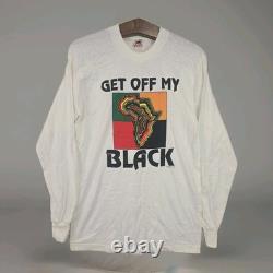 Vtg NWOT African American T-Shirt Get Off My Black Dated 1990 Single Stitch