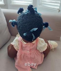 Vtg OOAK Soft Sculpture Cloth Doll Black African American Baby Girl 21