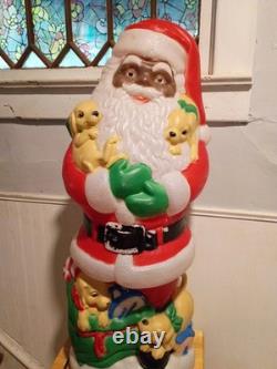 Vtg Rare African-American Black Santa Blow Mold With Puppies 41 Christmas