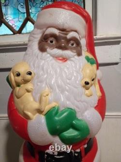 Vtg Rare African-American Black Santa Blow Mold With Puppies 41 Christmas
