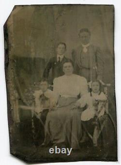 White Family With African American Nanny, Antique Tintype Photo