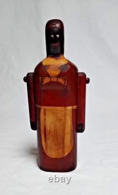 Wooden Figurine Depicting African-American Female Brown, Beige & Black