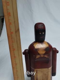 Wooden Figurine Depicting African-American Female Brown, Beige & Black