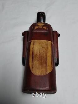 Wooden Figurine Depicting African-American Female Brown, Beige & Black