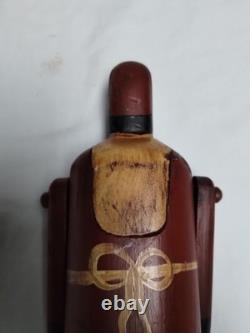 Wooden Figurine Depicting African-American Female Brown, Beige & Black