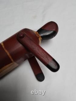 Wooden Figurine Depicting African-American Female Brown, Beige & Black