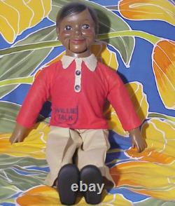 Working Black WILLIE TALK 24 African American Ventriloquist Dummy withBox, Guide