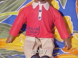 Working Black WILLIE TALK 24 African American Ventriloquist Dummy withBox, Guide