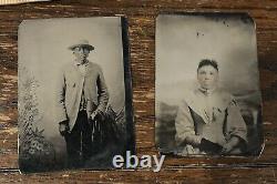 Young African American Couple Probably Man & Wife Antique Tintype Photos 1800s