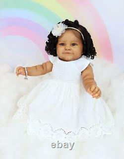 Zero Pam Reborn Baby Dolls Black Girl 24 Inch Realistic African American Baby